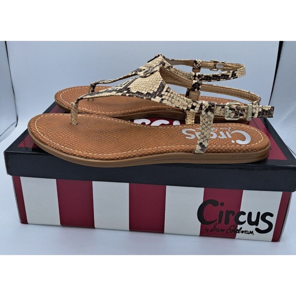 NIB Circus by Sam Edelman Women's Carolina Flat Sandal B&W Snake Size 9m